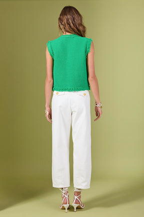 ENGLISH FACTORY - Haley Fringe Knit Vest - OUTERWEAR available at Objectrare
