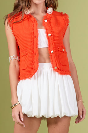ENGLISH FACTORY - Fringe Detailed Knit Vest - OUTERWEAR available at Objectrare