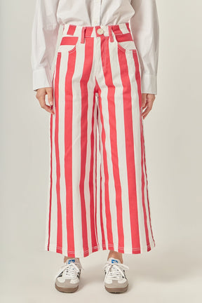 Wide Leg Bold Stripe Denim Pants