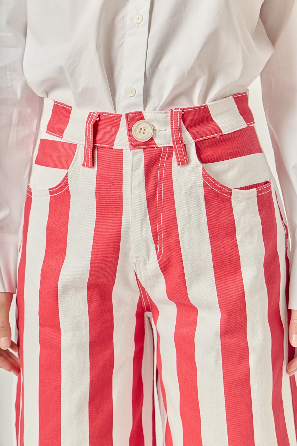 Wide Leg Bold Stripe Denim Pants