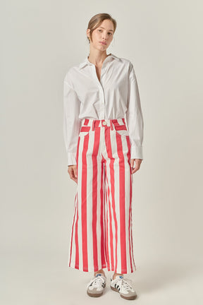 Wide Leg Bold Stripe Denim Pants