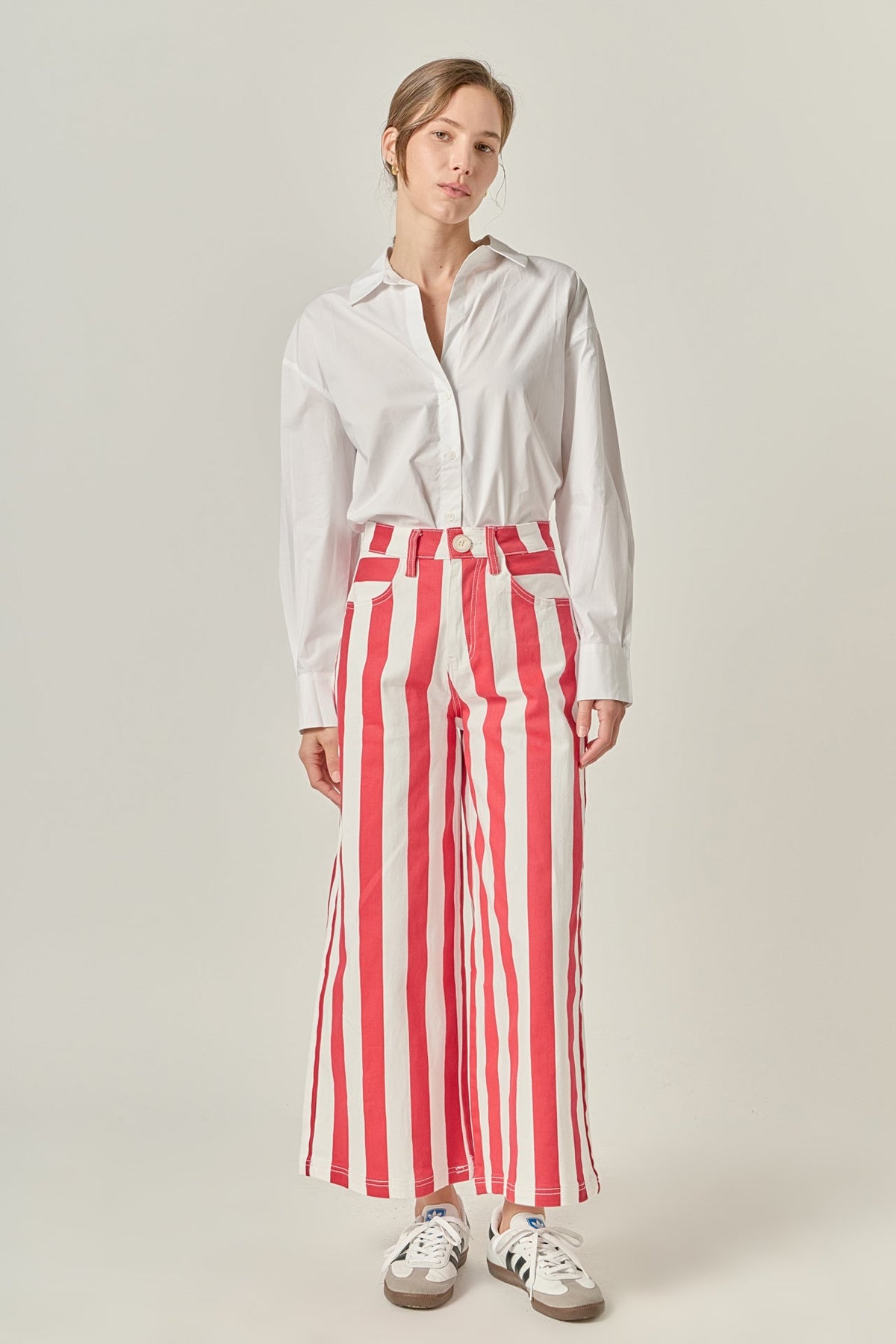 Wide Leg Bold Stripe Denim Pants
