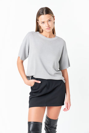 GREY LAB - Grey Lab - Lurex Short Sleeves Knit Top - TOPS available at Objectrare