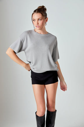 GREY LAB - Lurex Short Sleeves Knit Top - TOPS available at Objectrare