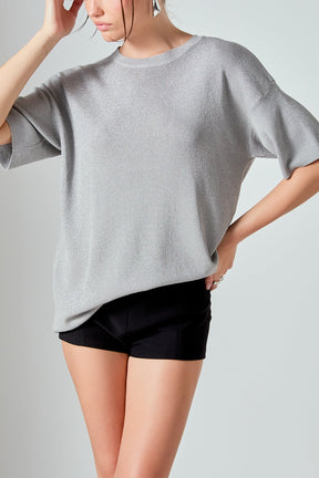 GREY LAB - Lurex Short Sleeves Knit Top - TOPS available at Objectrare