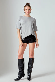 GREY LAB - Lurex Short Sleeves Knit Top - TOPS available at Objectrare