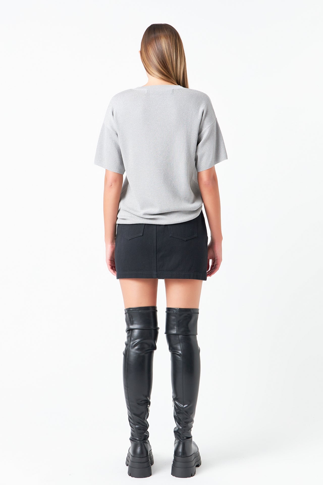 GREY LAB - Grey Lab - Lurex Short Sleeves Knit Top - TOPS available at Objectrare