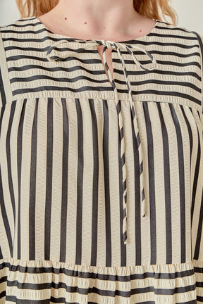 ENGLISH FACTORY - Plus Size Striped Mini Dress - DRESSES available at Objectrare