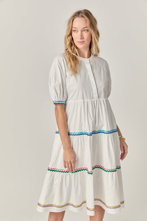 ENGLISH FACTORY - Scalloped Trimmed Midi Dress - DRESSES available at Objectrare