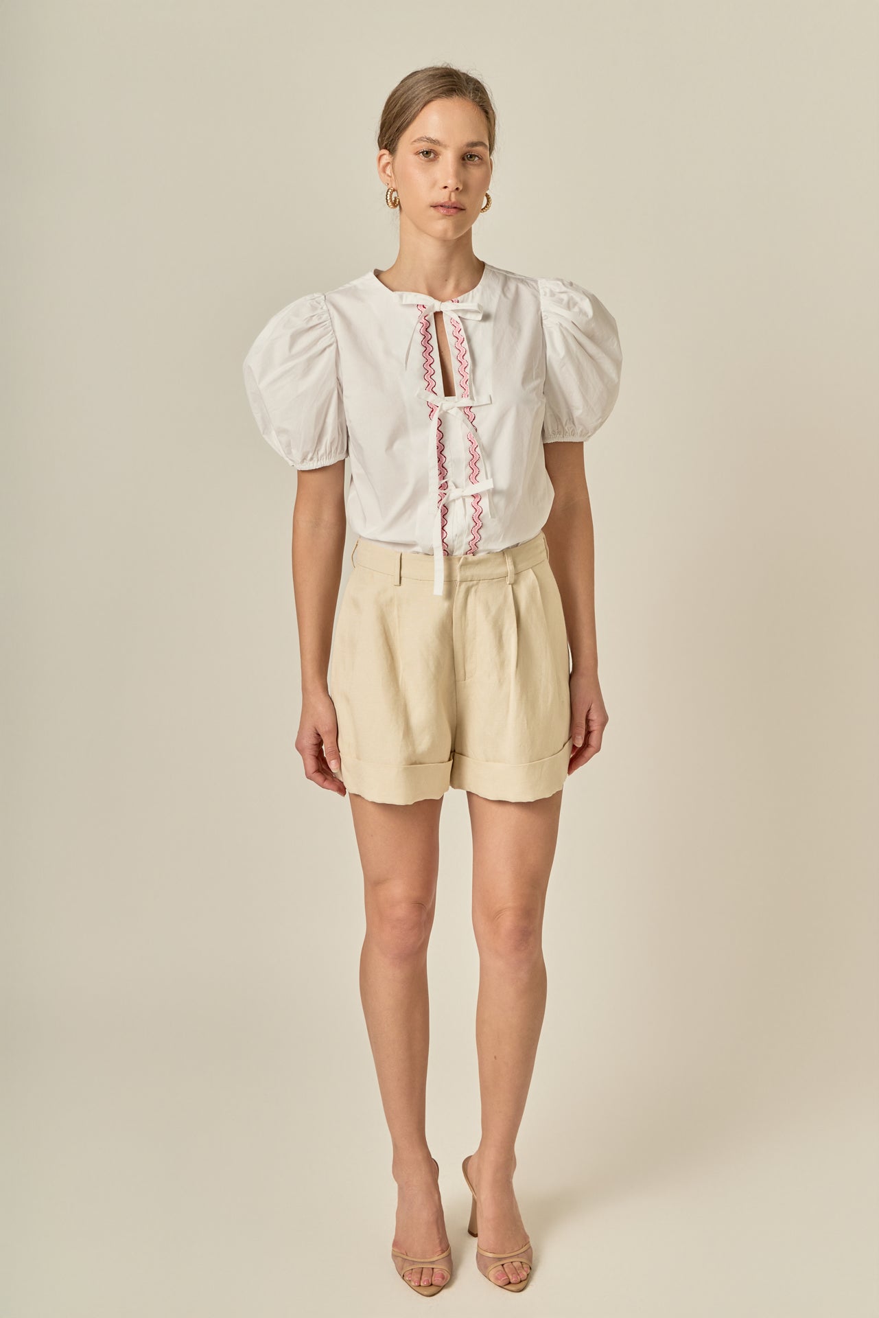 Sweet Stitched Bow Blouse