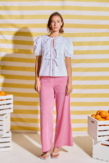 Sweet Stitched Bow Blouse