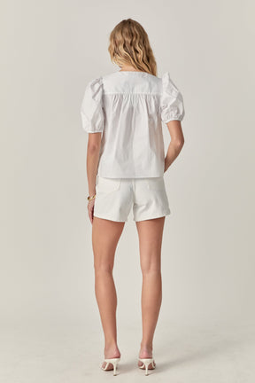 ENGLISH FACTORY - Sweet Stitched Bow Blouse - TOPS available at Objectrare