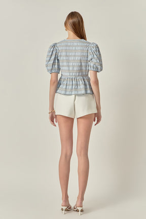 ENGLISH FACTORY - Bow Front Puff Sleeve Top - TOPS available at Objectrare