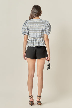 ENGLISH FACTORY - Bow Front Puff Sleeve Top - BLOUSES available at Objectrare