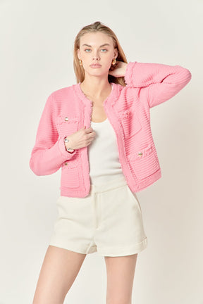 ENGLISH FACTORY - Lucy Fringe Detailed Knit Cardigan - SWEATERS & KNITS available at Objectrare