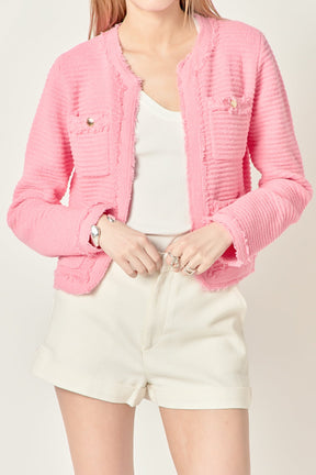 ENGLISH FACTORY - Lucy Fringe Detailed Knit Cardigan - SWEATERS & KNITS available at Objectrare