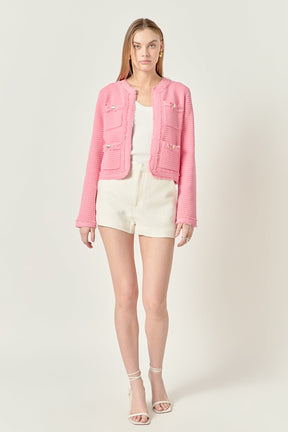 ENGLISH FACTORY - Lucy Fringe Detailed Knit Cardigan - SWEATERS & KNITS available at Objectrare