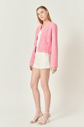 ENGLISH FACTORY - Lucy Fringe Detailed Knit Cardigan - SWEATERS & KNITS available at Objectrare