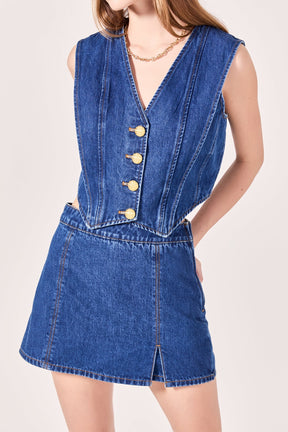 ENGLISH FACTORY - Denim Vest - TOPS available at Objectrare