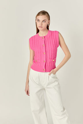 ENGLISH FACTORY - Textured Knit Vest - OUTERWEAR available at Objectrare