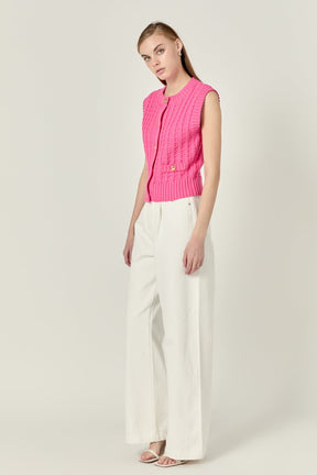ENGLISH FACTORY - Textured Knit Vest - OUTERWEAR available at Objectrare