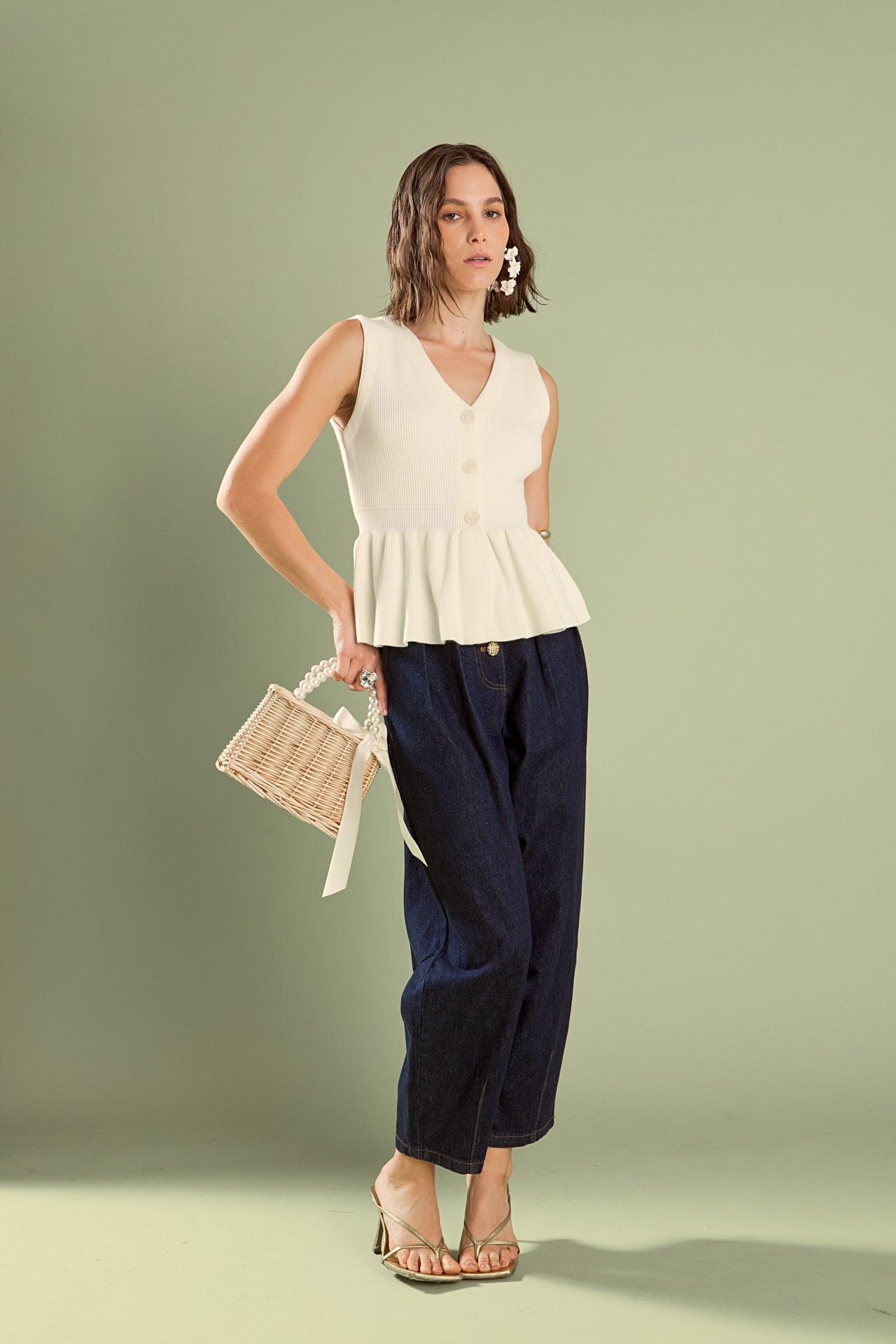 ENGLISH FACTORY - Olivia Peplum Knit Vest - VESTS available at Objectrare