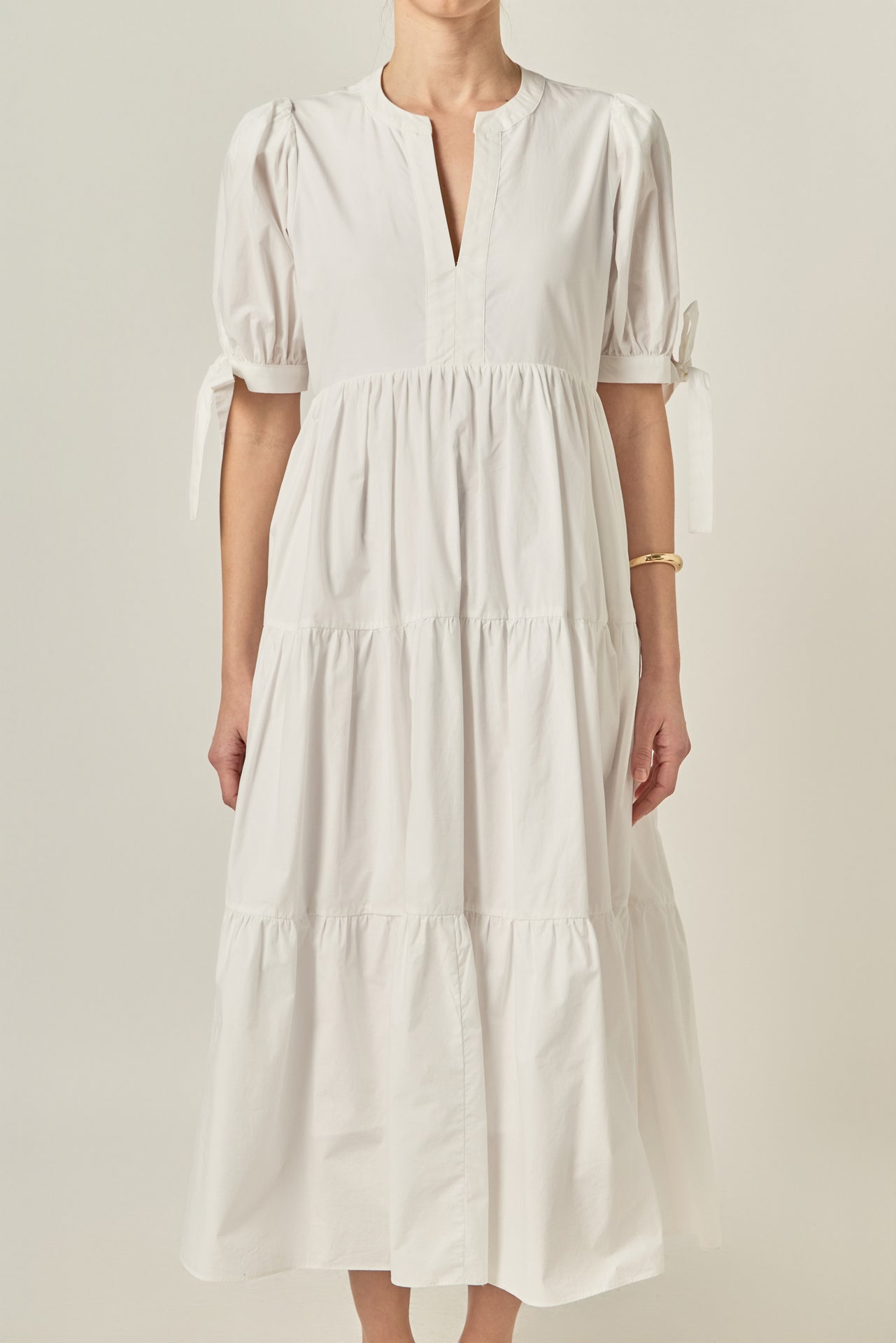 ENGLISH FACTORY - Tiered Midi Dress with Bow-Tie Sleeves - DRESSES available at Objectrare