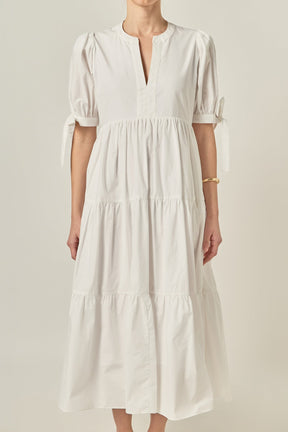 ENGLISH FACTORY - Tiered Midi Dress with Bow-Tie Sleeves - DRESSES available at Objectrare