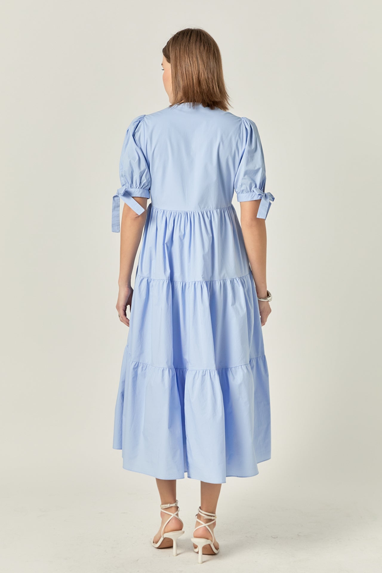 ENGLISH FACTORY - Tiered Midi Dress with Bow-Tie Sleeves - DRESSES available at Objectrare