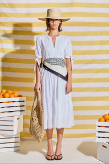 ENGLISH FACTORY - Tiered Midi Dress with Bow-Tie Sleeves - DRESSES available at Objectrare
