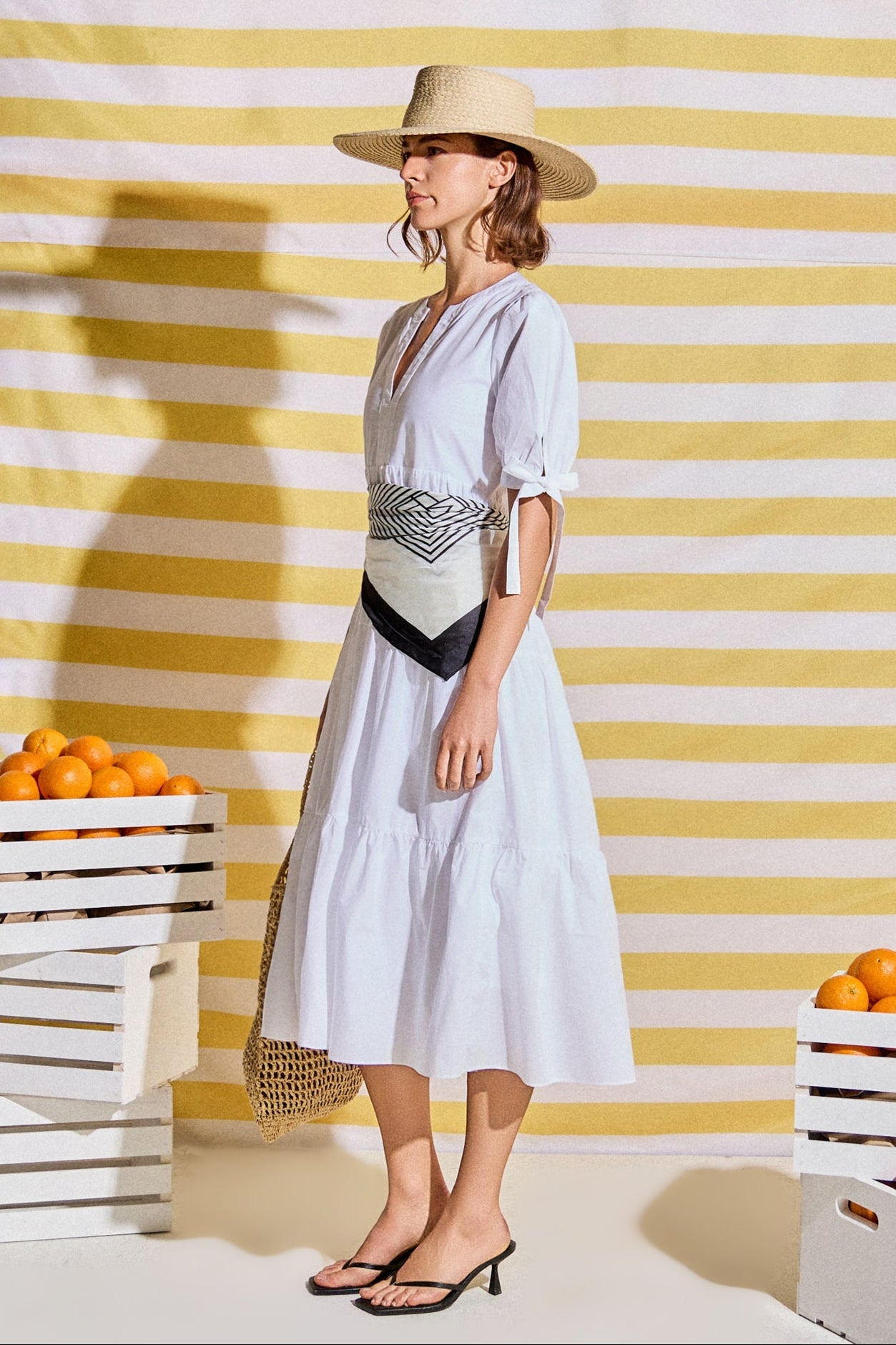 ENGLISH FACTORY - Tiered Midi Dress with Bow-Tie Sleeves - DRESSES available at Objectrare