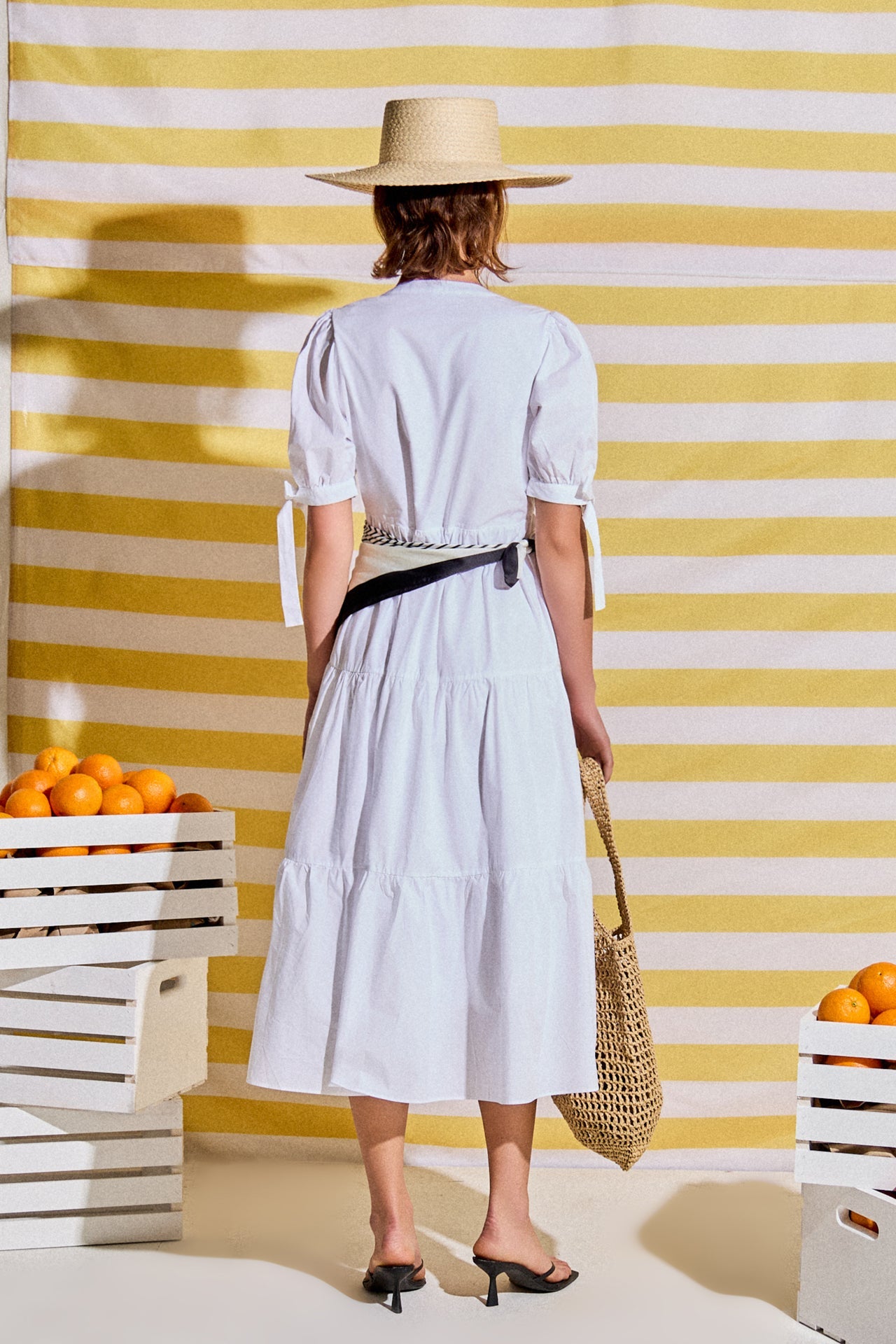 ENGLISH FACTORY - Tiered Midi Dress with Bow-Tie Sleeves - DRESSES available at Objectrare