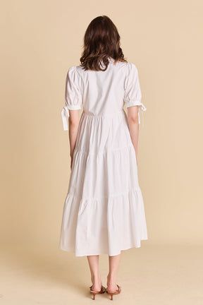 ENGLISH FACTORY - Tiered Midi Dress with Bow-Tie Sleeves - DRESSES available at Objectrare
