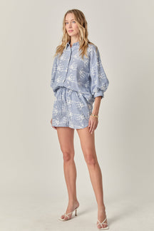 ENGLISH FACTORY - The Charlotte Embroidered Striped Shorts - SHORTS available at Objectrare