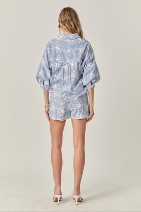 ENGLISH FACTORY - The Charlotte Embroidered Striped Shorts - SHORTS available at Objectrare