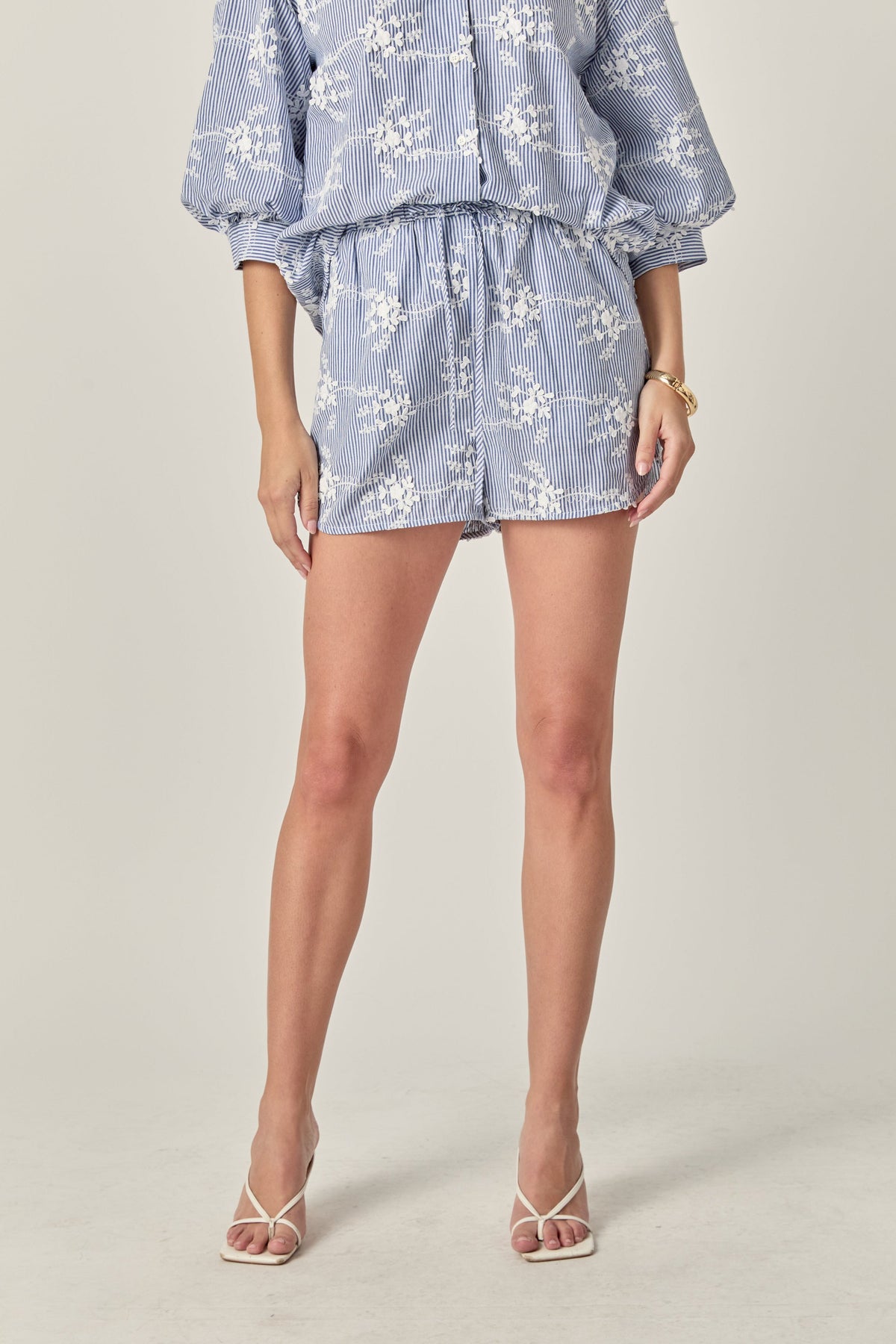 The Charlotte Embroidered Striped Shorts