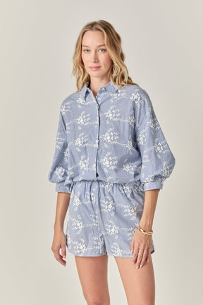 ENGLISH FACTORY - The Charlotte Embroidered Striped Shorts - SHORTS available at Objectrare