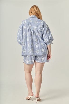 ENGLISH FACTORY - Striped Embroidered Cotton Shorts with Waist Tie - SHORTS available at Objectrare