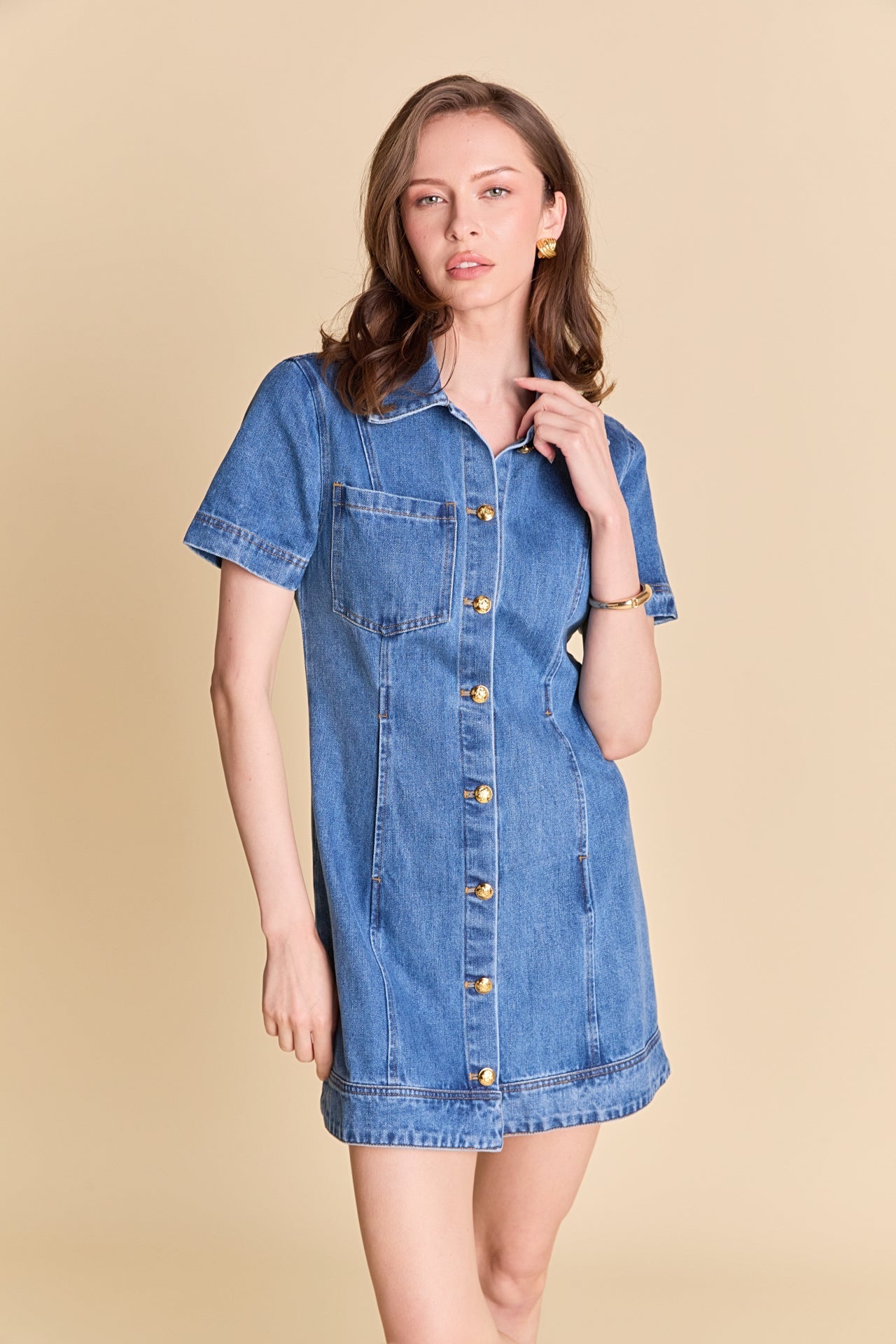 ENGLISH FACTORY - Classic Denim Mini Dress - DRESSES available at Objectrare