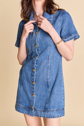 ENGLISH FACTORY - Classic Denim Mini Dress - DRESSES available at Objectrare