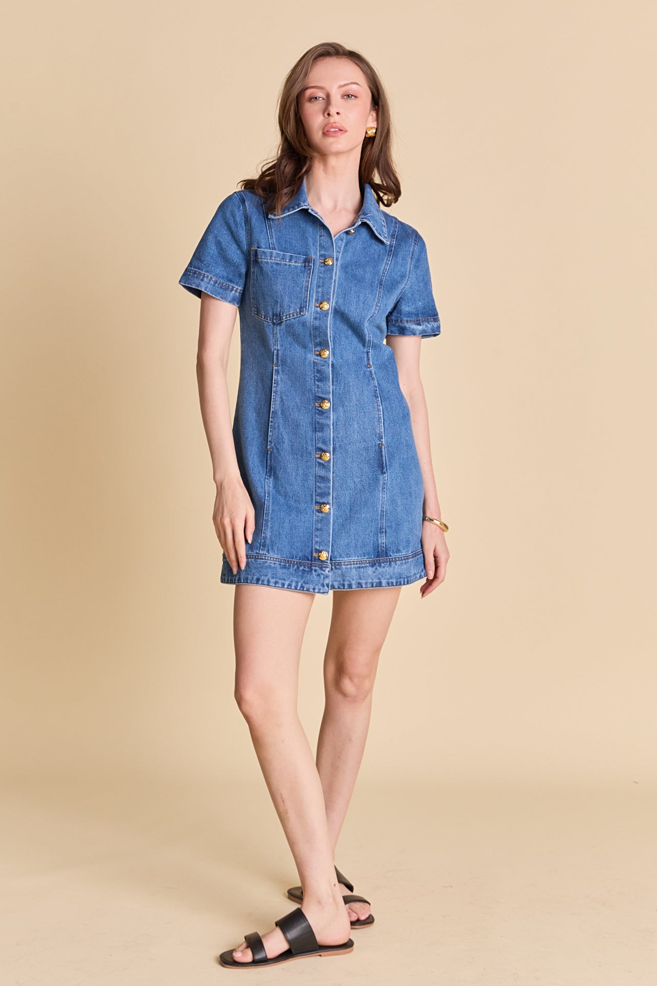 ENGLISH FACTORY - Classic Denim Mini Dress - DRESSES available at Objectrare