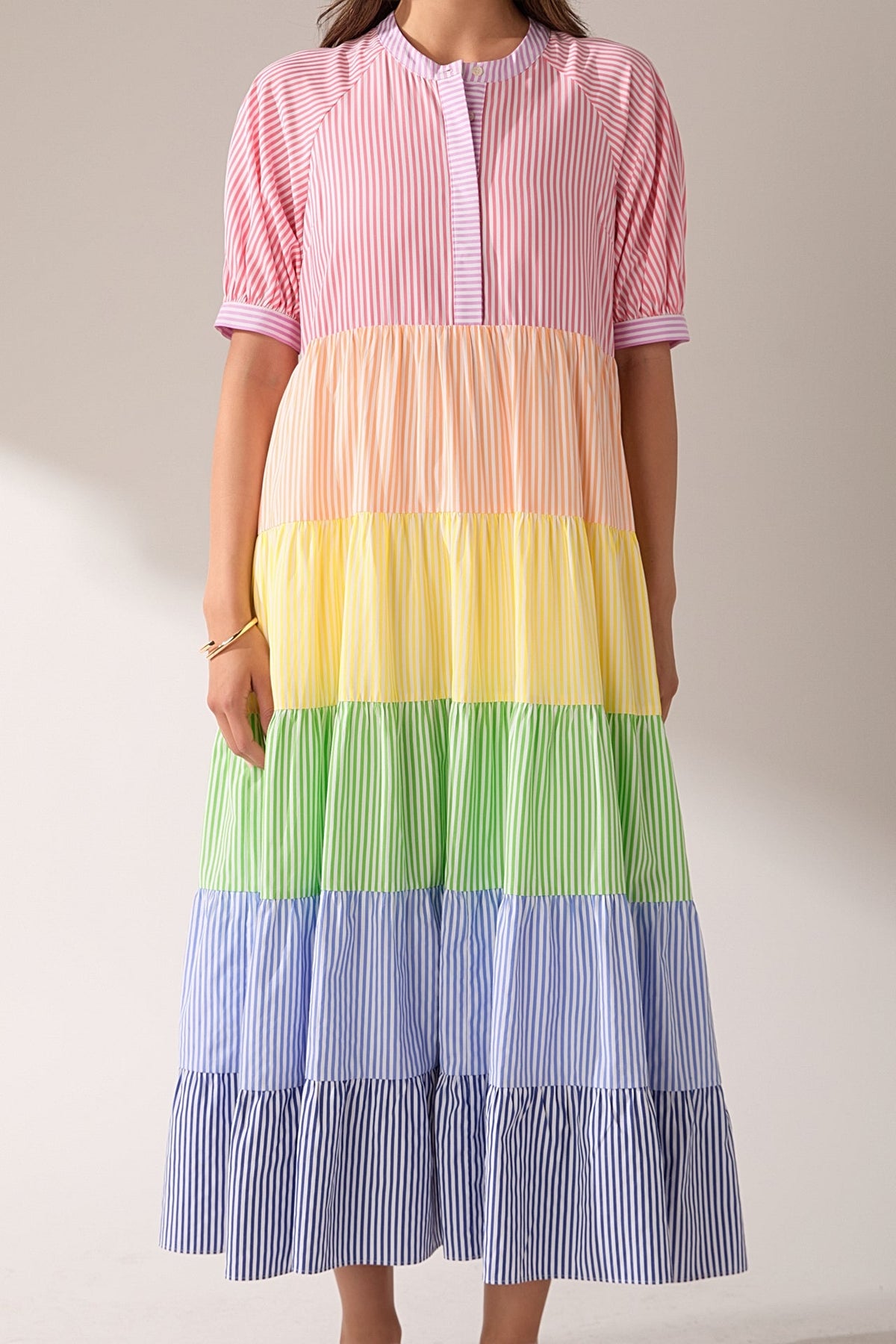 ENGLISH FACTORY - Color Block Striped Midi Dress - DRESSES available at Objectrare