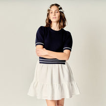 ENGLISH FACTORY - Mixed Media Puff Sleeve Mini Dress - DRESSES available at Objectrare