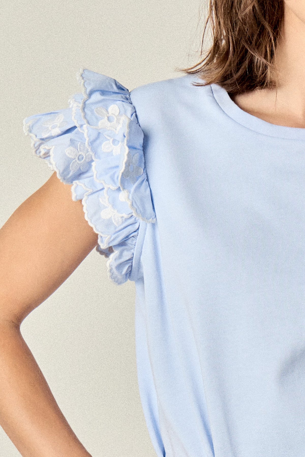 ENGLISH FACTORY - Flower Embroidered Ruffle Top - TOPS available at Objectrare