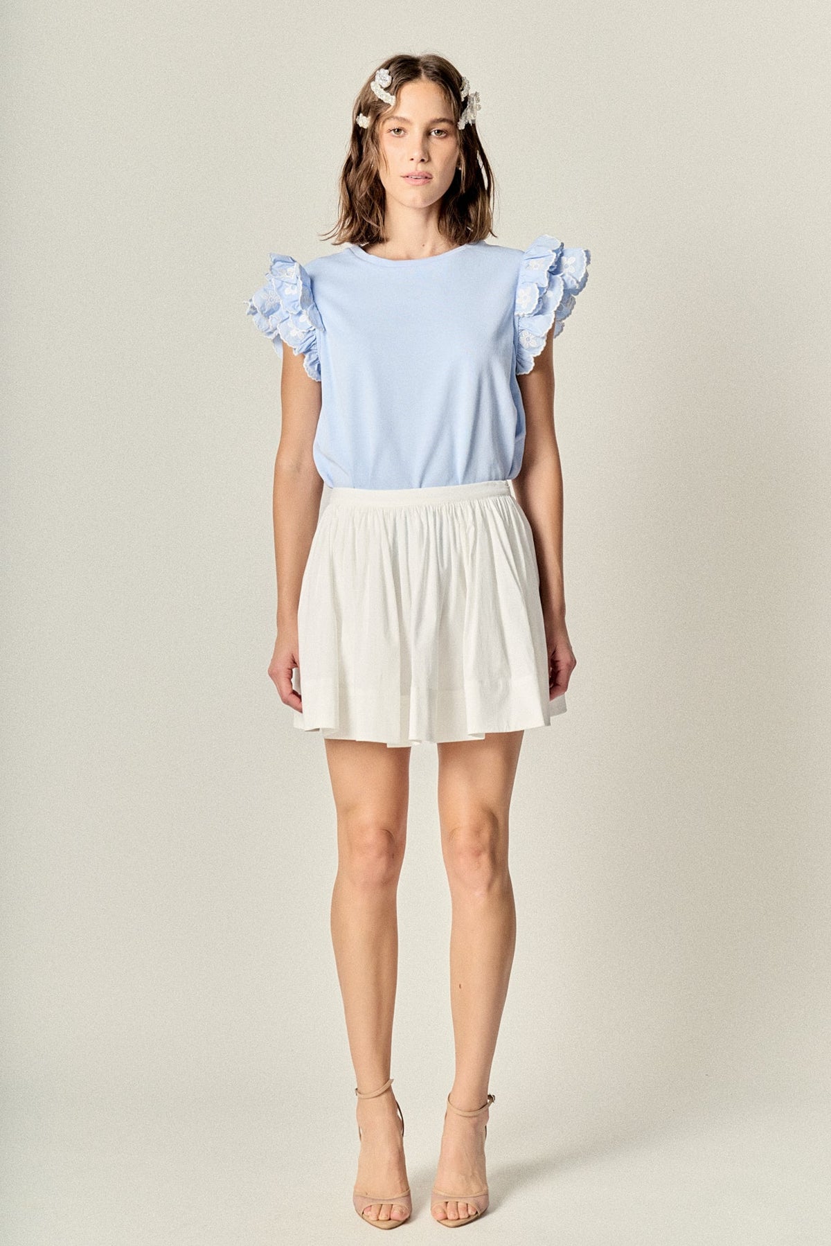 ENGLISH FACTORY - Flower Embroidered Ruffle Top - TOPS available at Objectrare