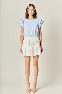 ENGLISH FACTORY - Flower Embroidered Ruffle Top - TOPS available at Objectrare