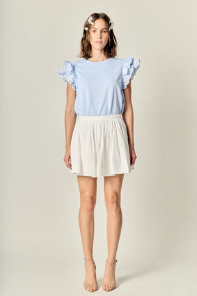 ENGLISH FACTORY - Flower Embroidered Ruffle Top - TOPS available at Objectrare