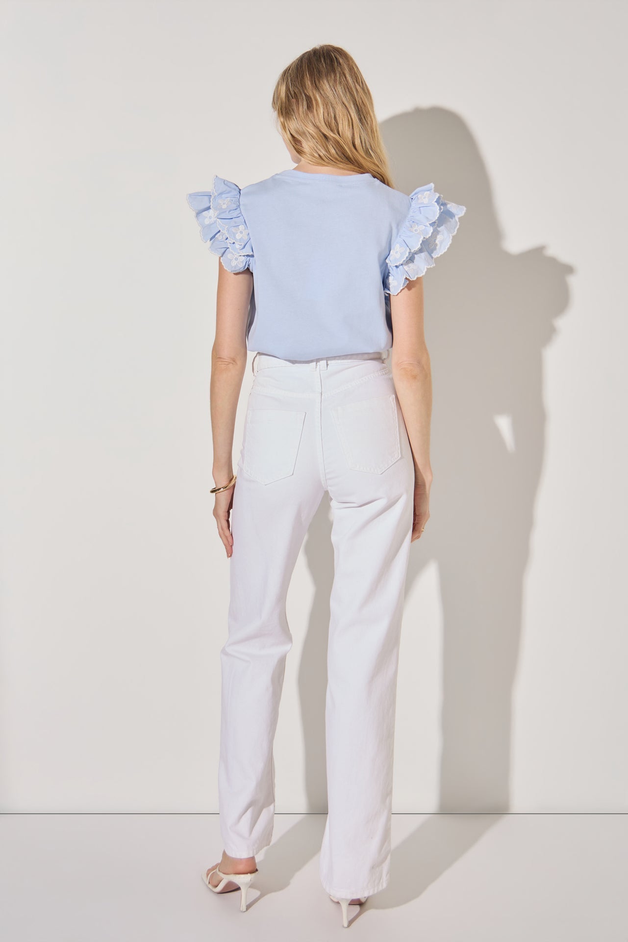 LA'VEN - Flower Embroidered Ruffle Top - TOPS available at Objectrare