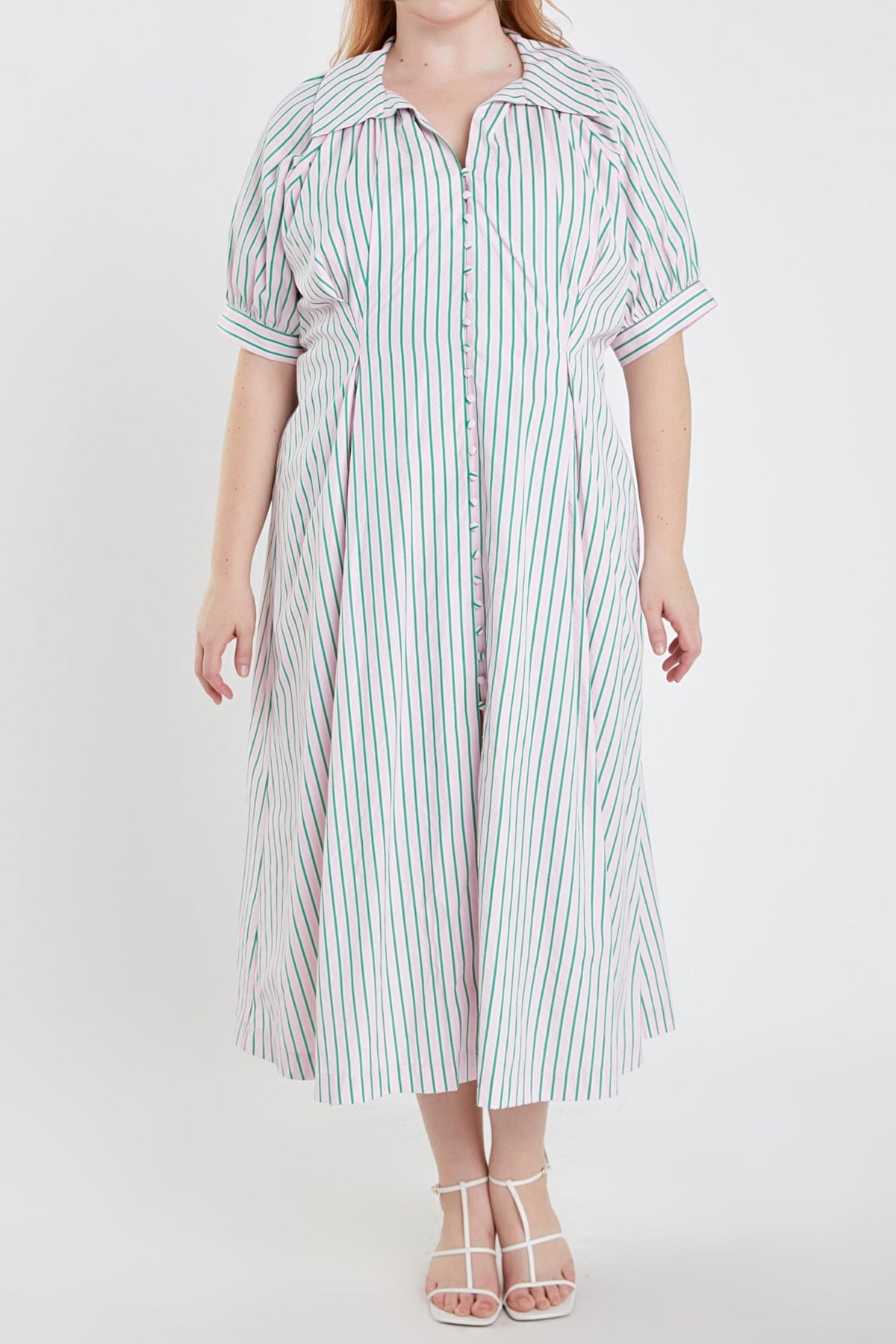 ENGLISH FACTORY - English Factory - Plus Size Stripe Shirt Midi Dress - DRESSES available at Objectrare