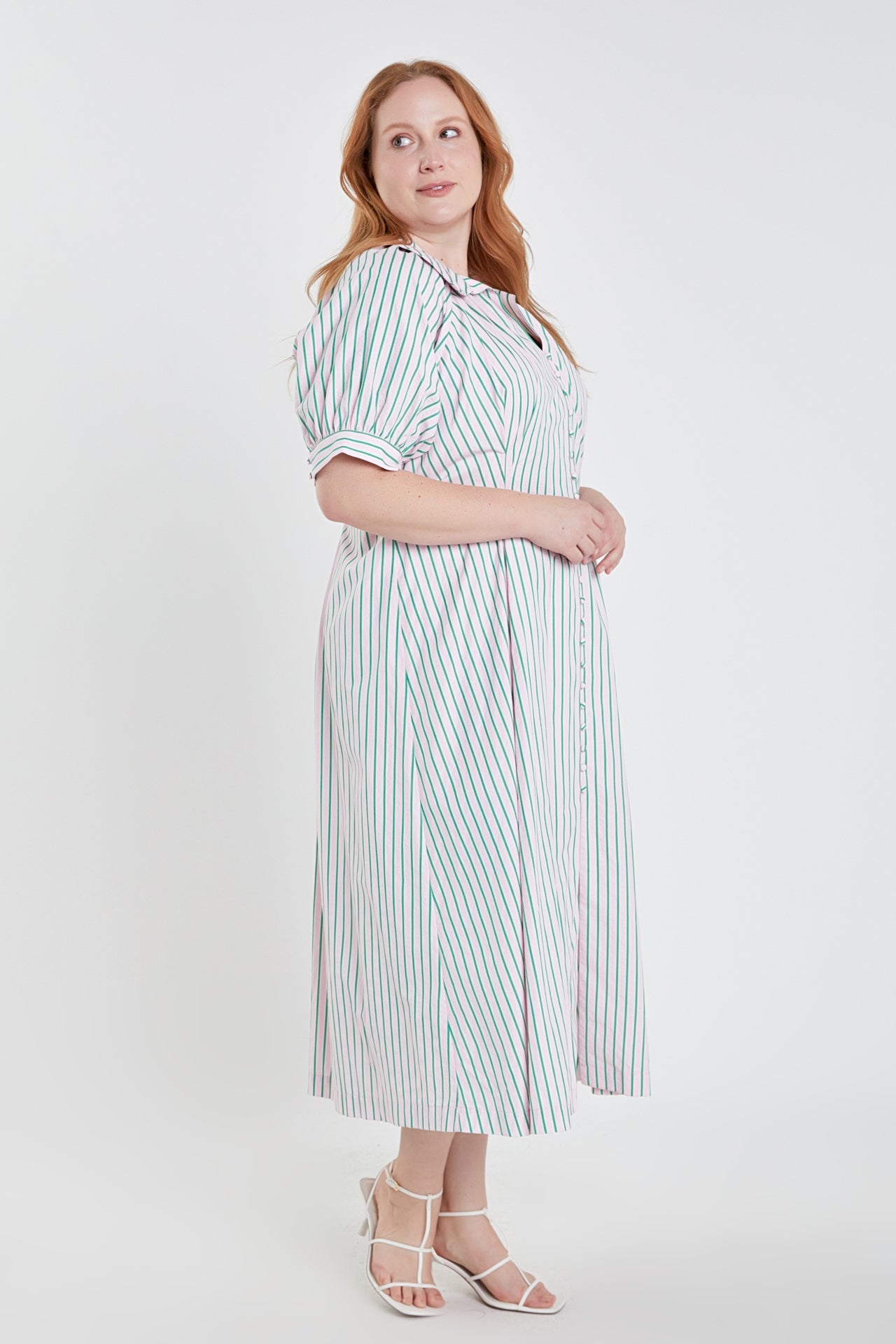 ENGLISH FACTORY - Plus Size Stripe Shirt Midi Dress - DRESSES available at Objectrare